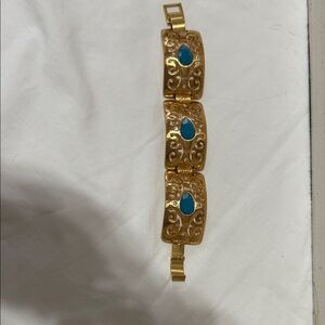Brighton Gold Bracelet with Teal Stones